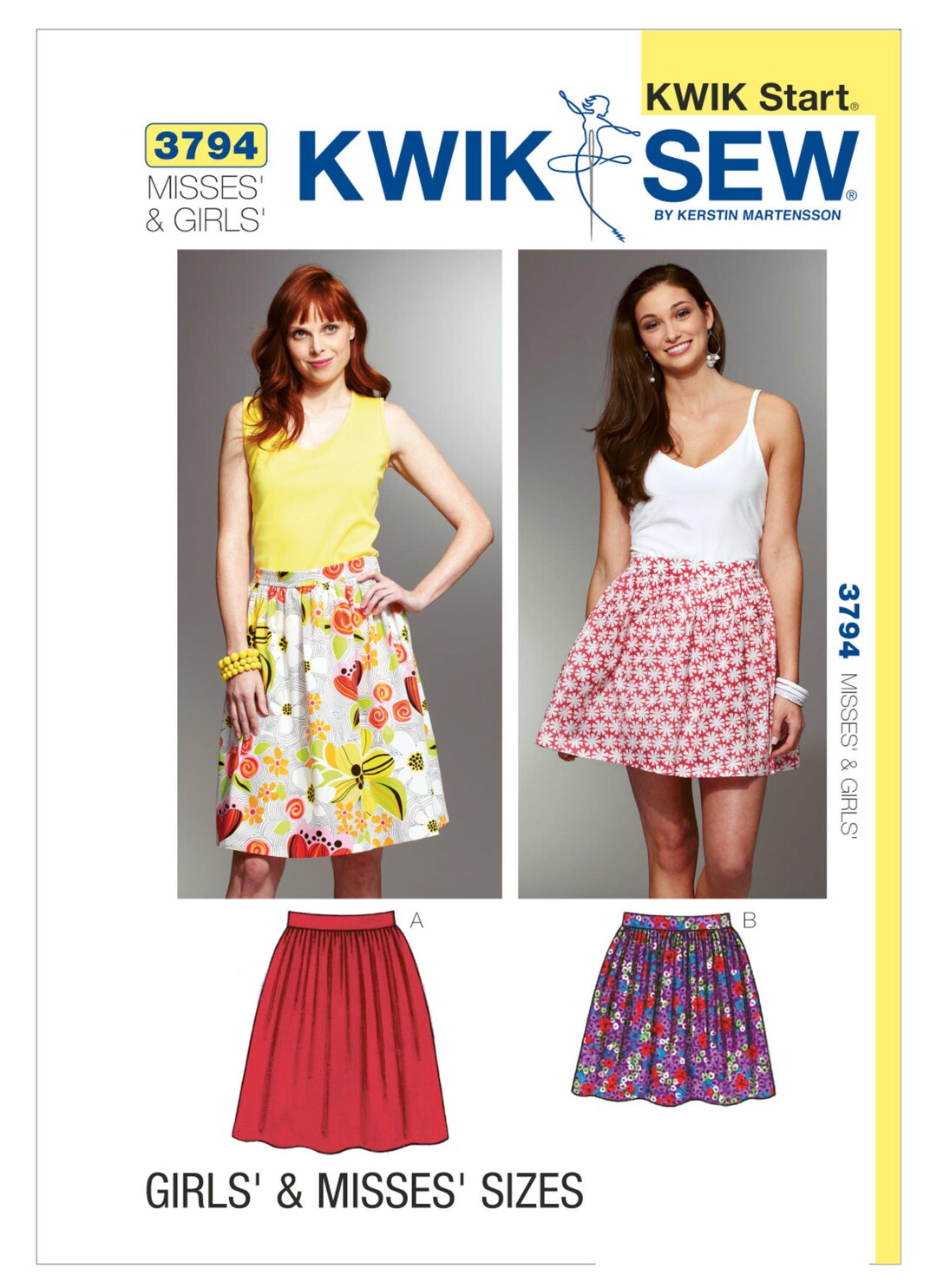 Uncut Kwik Sewing Pattern Sew 3794 Misses'/girls' Gathered Skirts ...