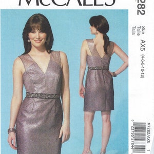 Uncut McCall&#39;s sewing pattern 7282 Misses Evening Dress V Neck V Back Fitted Size 4, 6, 8, 10, 12 12-20 FF