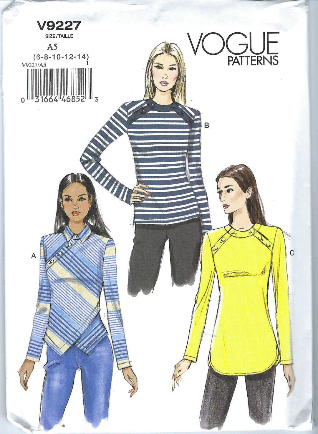 Uncut Vogue Sewing Pattern Womens Knit Tops, Fitted Tops, Long Sleeve ...