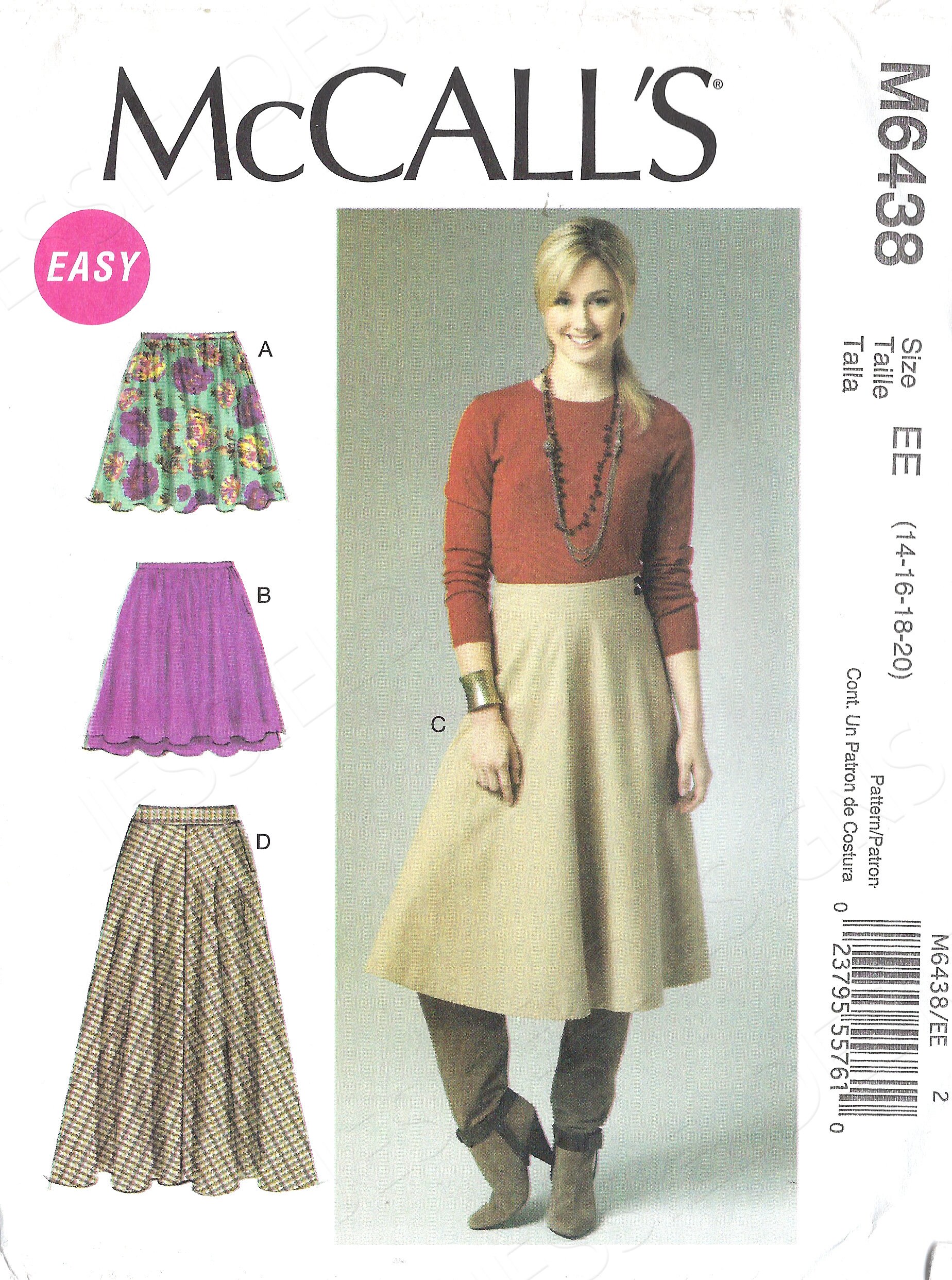 Uncut McCalls Sewing Pattern 6438 Womens Gathered Flared Full | Etsy