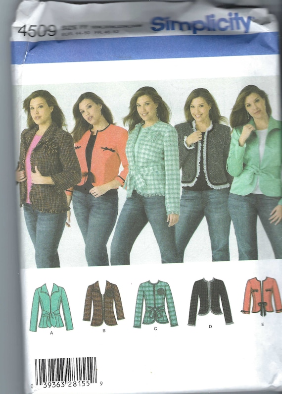 Uncut Simplicity Pattern 4509 Women/wmn Petite Plus Size Jacket 