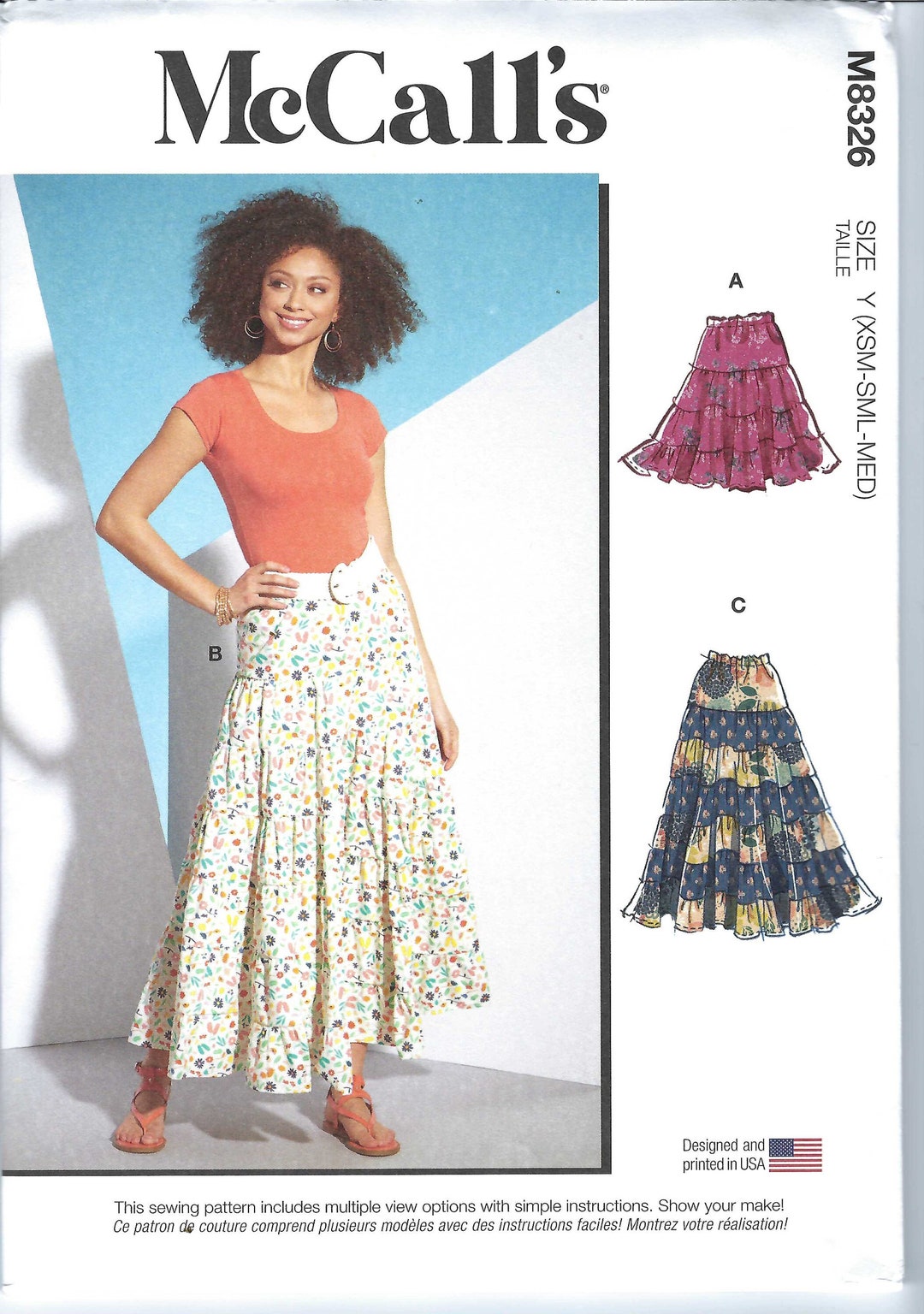 Pattern 9941 Uncut Mccalls Sew Sewing Pattern 8326 Misses' Skirts Size Xs-s-m L-xl ...