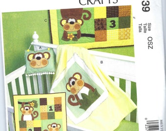 Ungeschnittene Mccalls Nähen Schnittmuster 6939 Babytür Dekoration, Decke & Quilt - Monkey Design FF