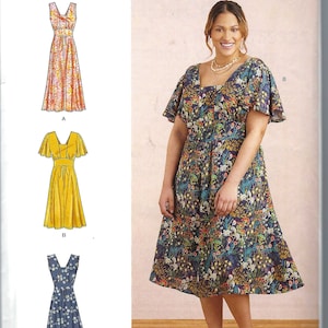 Uncut Simplicity Sewing Pattern 11107 9325 Misses' and Women's Dress with Length and Sleeve Variations Size 10 - 18 or Size 20W - 28W  FF