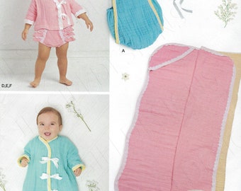 Patrón de costura Simplicidad sin cortar 8569 Mantas separadas para bebés Bebés, bebés, mantas, banderines y gorros Talla XXS-L FF