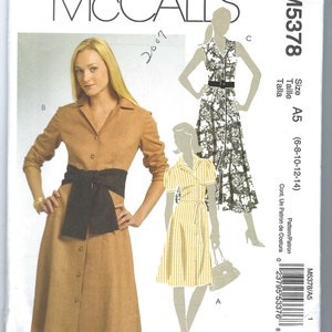Uncut McCalls Sewing Pattern Size 6-14 16-22 Modern Shirtwaist Dress Sewing Pattern with Sleeve Variations  McCalls 5378 FF