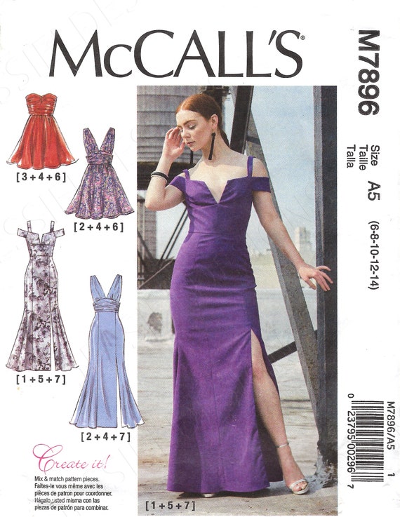 mccall's off the shoulder dress pattern M7543 (PDF) | Misses' Off-the-Shoulder Tops, Tunic and Dress