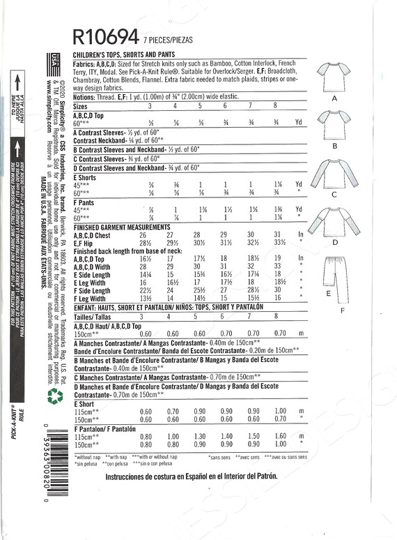 Uncut Simplicity Sewing Pattern 11175 10694 9205 Boys Pajamas Size 3 4 5 6 7 8 FF Etsy UK
