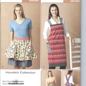 Uncut Simplicity Sewing Pattern Misses&#39; Over The Head Apron And Reversible Apron By Simplicity 2162  FF