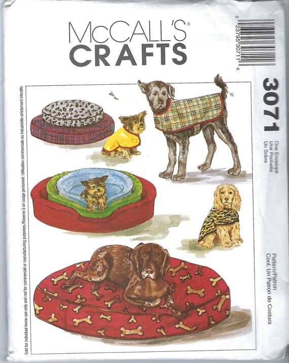 Uncut mccalls sewing pattern 3071 Dog Bed Coat Small | Etsy