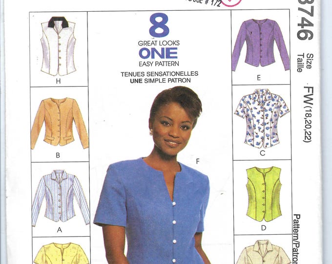 Pattern 8746 Uncut Vintage Mccalls Sew Sewing Pattern 8746 Misses Semi Fitted Top ...