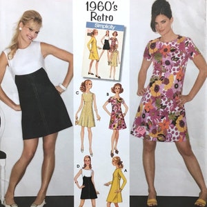 UNCUT Simplicity 3833 UNCUT sewing pattern Retro 60s Dresses Sizes 6-8-10-12-14 14-22 FF