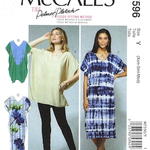 Uncut McCalls Sewing Pattern 0544 7596 Sewing Pattern Misses V-Neck Pullover Tunic and Dresses sz XS-M or L-XXL Factory Folded