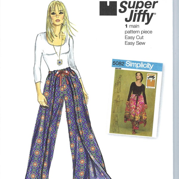 Uncut Simplicity Sewing Pattern 11654 9595 misses super jiffy wrap and tie pantskirt size S-L FF