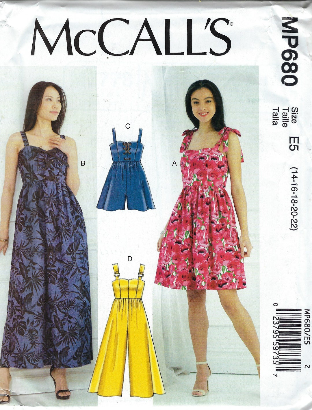 Uncut Mccalls Sewing Pattern 680 7778, Misses' Dresses, Romper and ...