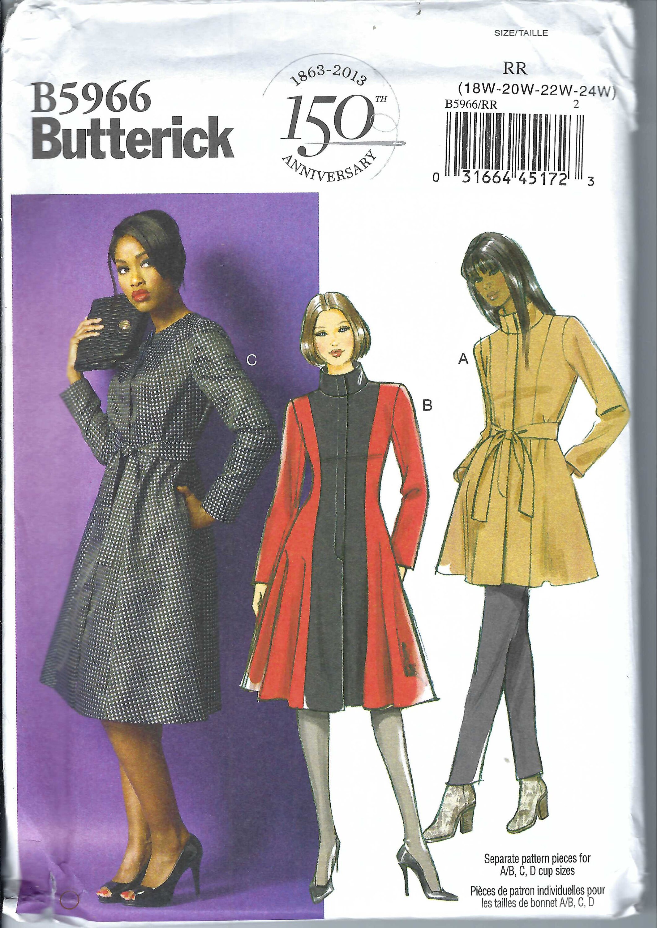 Uncut Butterick Sewing Pattern Easy Coat Dress, Jacket, Coat Plus ...