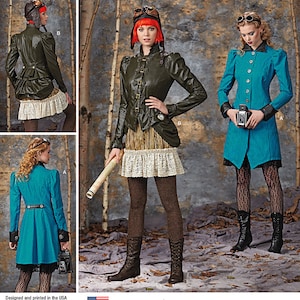Uncut Simplicity sewing pattern 1299 Women's ArkiVestry Steampunk Costume Jacket Puff Sleeves Short Moto  Size 6-8-10-12 14-22 Uncut
