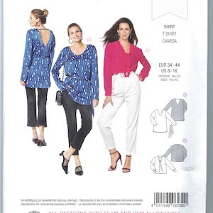 Uncut Burda Style sewing Pattern blouse shirt - V-neck 6230 size 8-18 FF