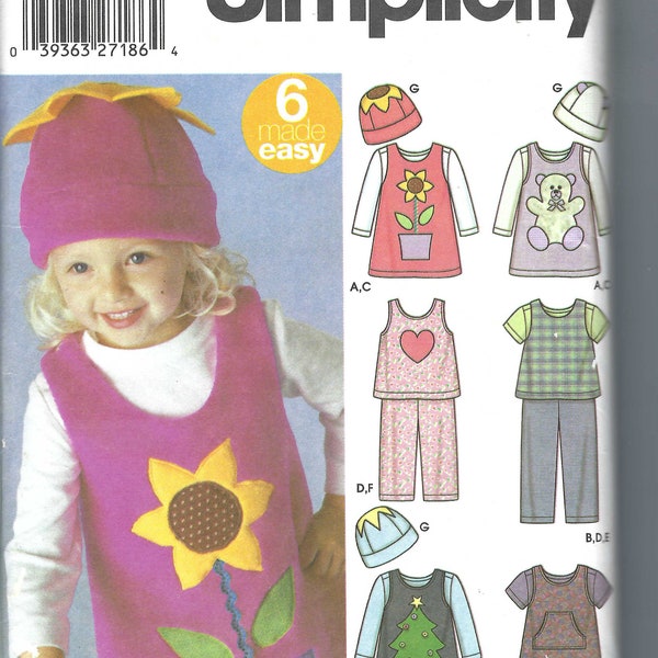 Uncut Simplicity Sewing Pattern 5317 Toddler Girls Jumper Top Pants Knit Top Hat size 1/2-4 FF