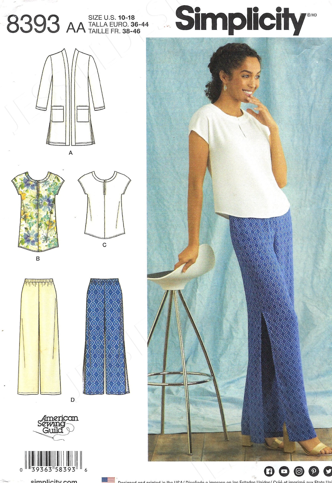 Uncut Simplicity Sewing Pattern 8393 Misses' and Plus Size Pants