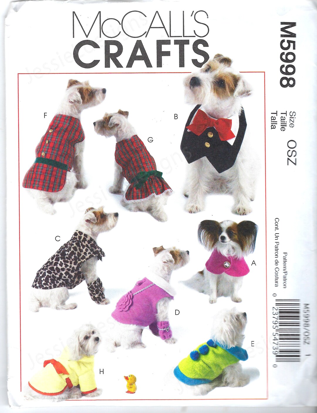 UNCUT Mccalls Sewing Pattern Dog Clothes Mccall's 5998 Size S-XL FF - Etsy