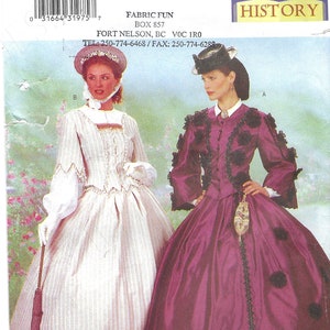 Uncut butterick Schnittmuster 6694 Geschichte Bürgerkrieg Mid Victorian Zwei Stück Tag Besuch Reisen Kleid Größe 18 10 12-14-16 18-20-22 FF