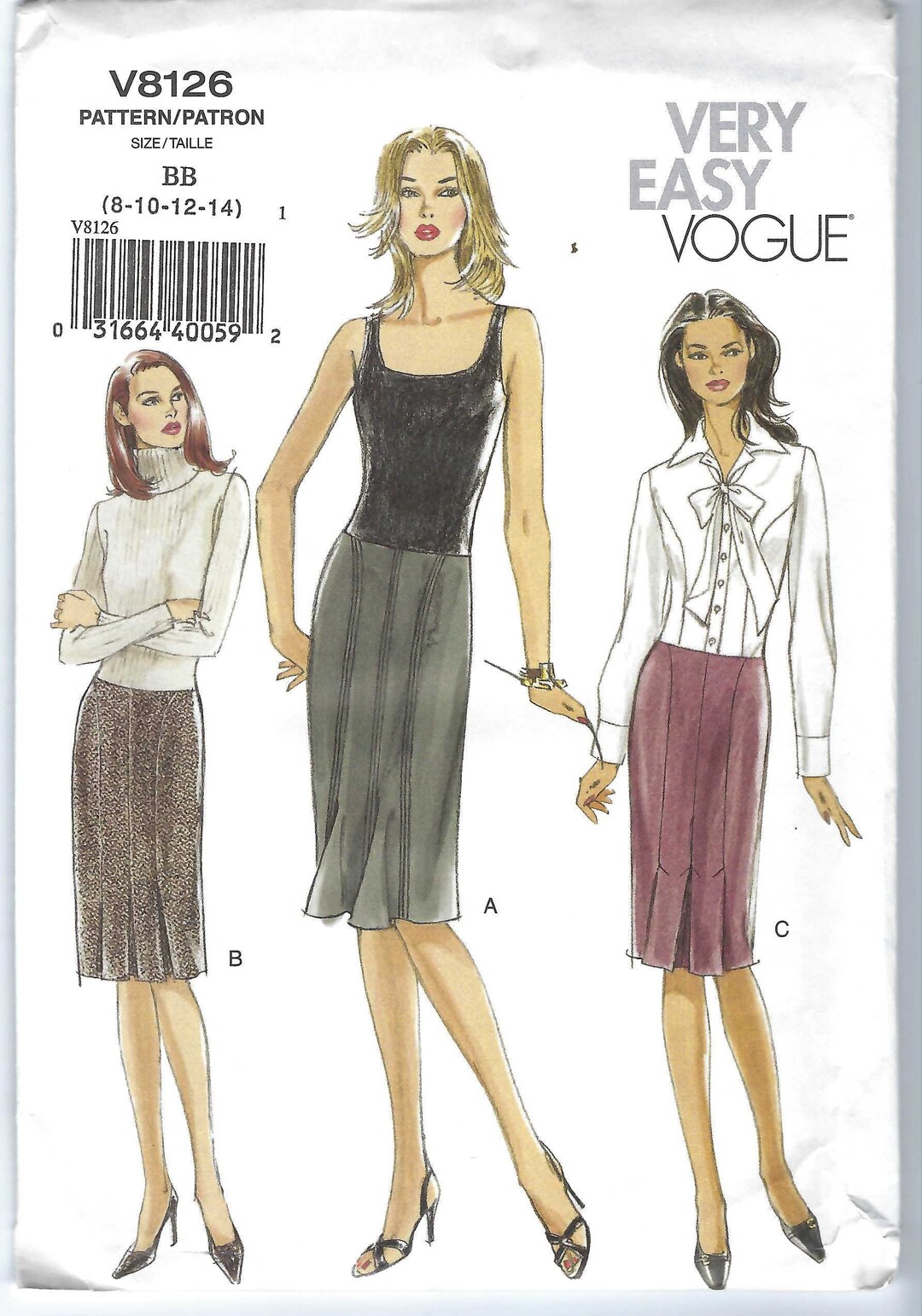 Uncut Vogue Sewing Pattern 8126 Misses' Petite Skirts Very Easy Vogue ...
