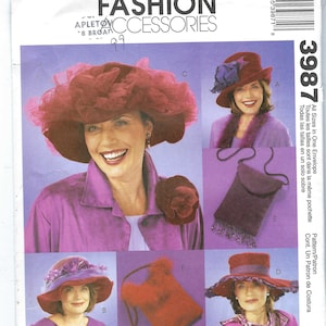 May include: A sewing pattern for a hat and a small bag. The pattern is for sizes in one envelope. The pattern is by Faye Wine.