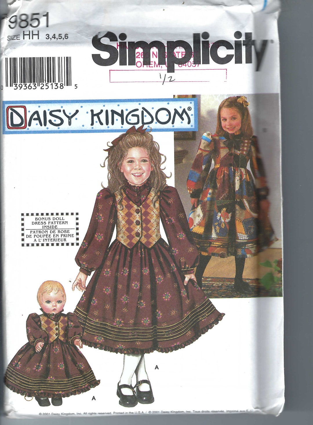 UNCUT Simplicity Sewing Pattern 9851 Girls Daisy Kingdom