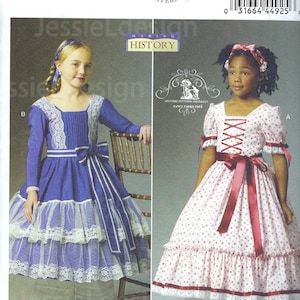 Unbeschnittene butterick Schnittmuster 5900 Größe 2-5 6-7-8 HISTORY COSTUME Mädchen Victorian/Frühe Amerikanisch Kleider FF