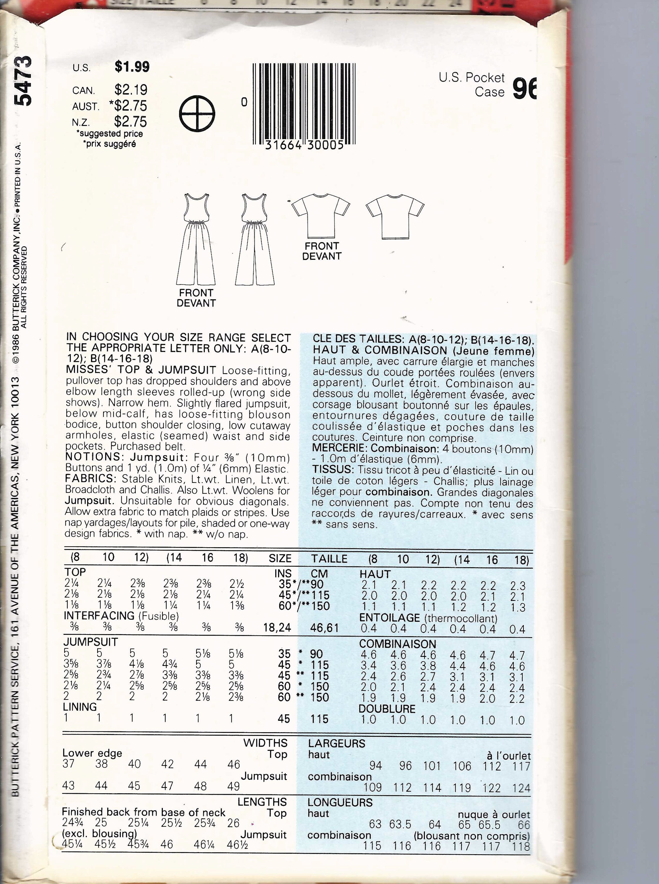 Simplicity 5473 Pattern Uncut Vintage Butterick Sewing Pattern 5473 Butterick See Sew Pattern ...