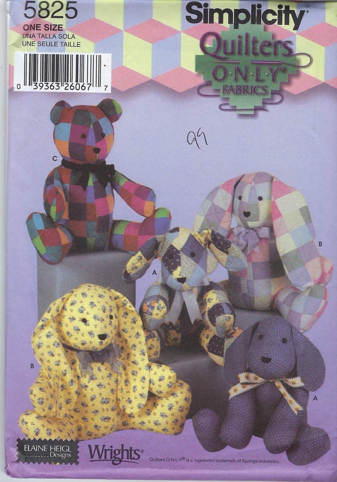 Simplicity Rabbit Patterns Uncut Simplicity Sewing Pattern 5825 Stuffed Toy Animals Sewing Pattern ...