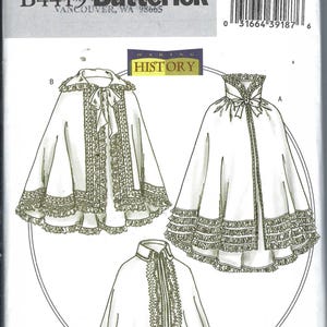 Uncut Butterick sewing pattern 4419 Historical Lined Cloaks or Capes with Neckline SIZE Xsm-Med Lrg-Xxl