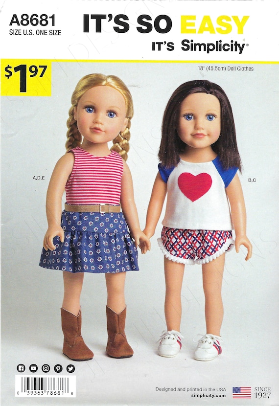Uncut simplicity sewing pattern 0218 simplicity 18 doll clothes one size FF