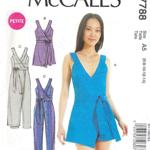 Uncut McCalls Sewing Pattern 7788, Misses', Miss Petite, Romper, and, Jumpsuit, Size, 6, 8, 10, 12, 14, 14-22 Factory Folded