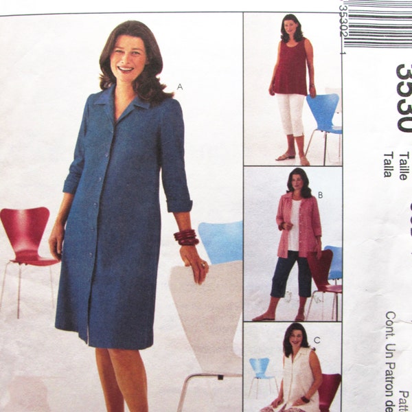 UNCUT McCalls 3530 Sewing Pattern Misses Women's Maternity Clothing/Size 10-12-14-16 18-20-22 Dress Shirts Capri Pants FF