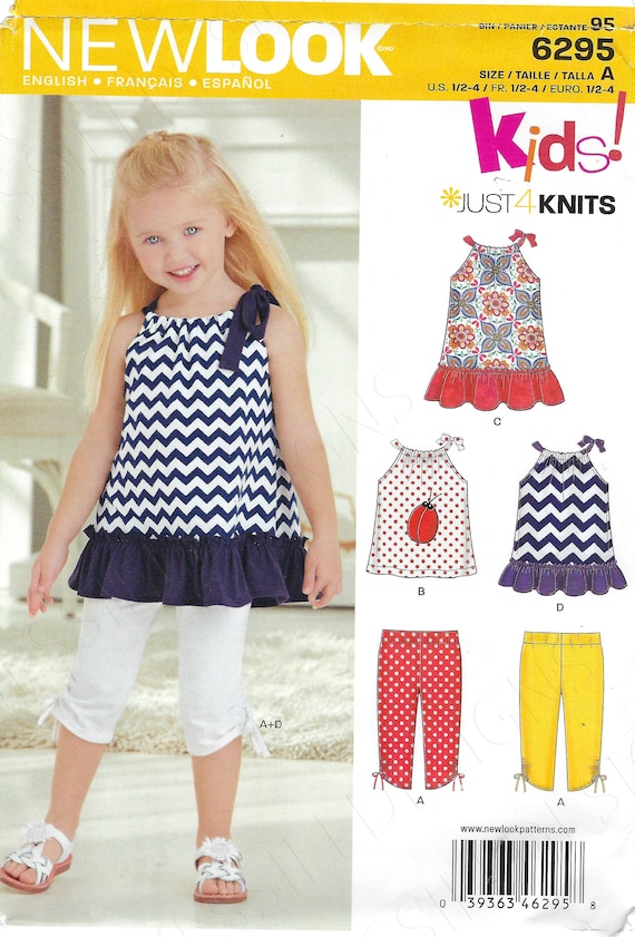 Uncut New Look Sewing Pattern 556 6295 Toddler Dress, Long Shorts