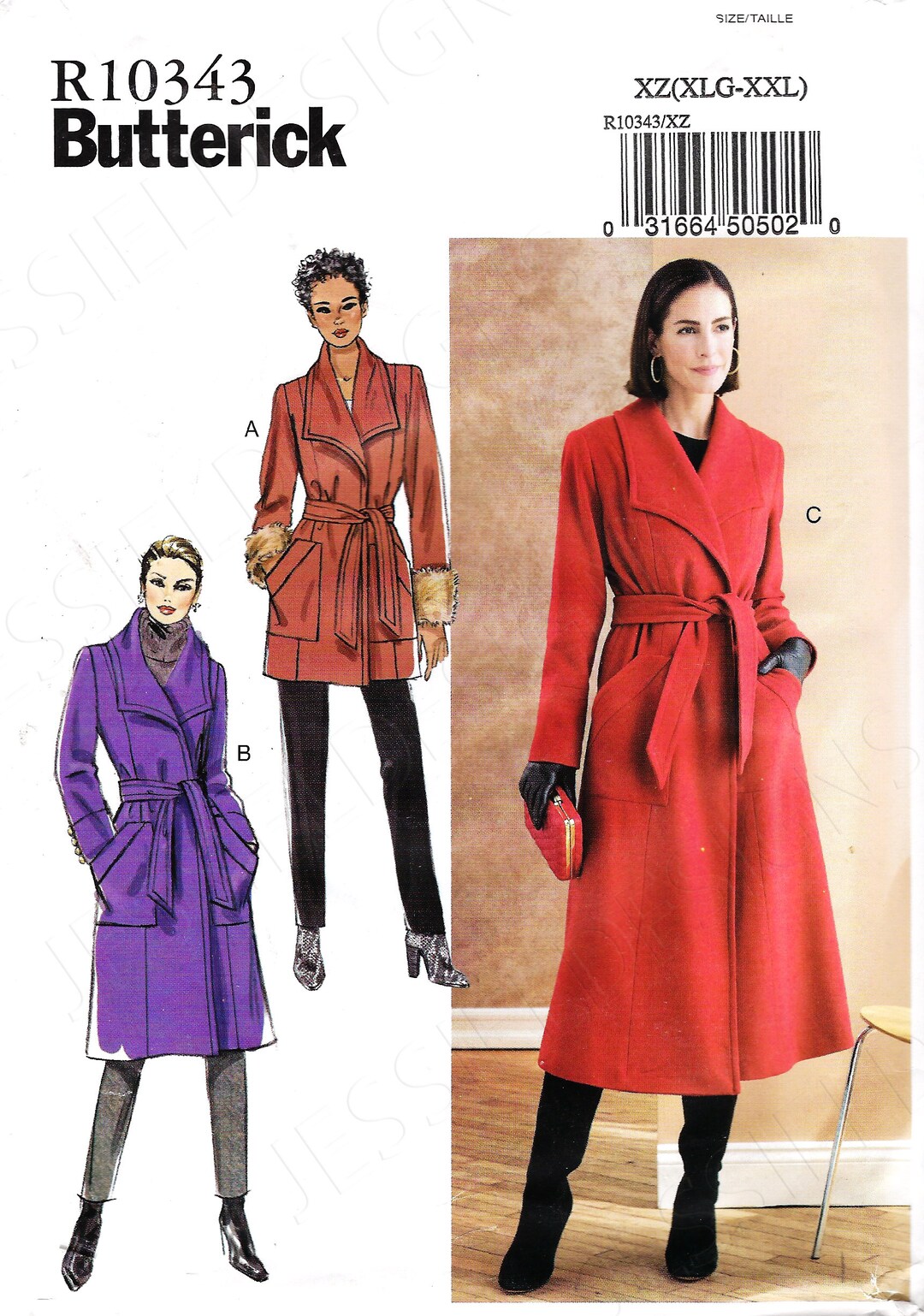 Uncut Butterick Sewing Pattern 10343 6720 Wrap Style Coat - Etsy