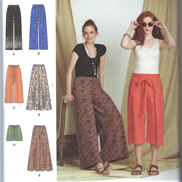 Uncut Simplicity 8134 Sewing Pattern, Great Summer Wrap Front Pants, Culottes & Shorts, Great Vacation clothing - US Sizes: 6 -14 14-22 FF