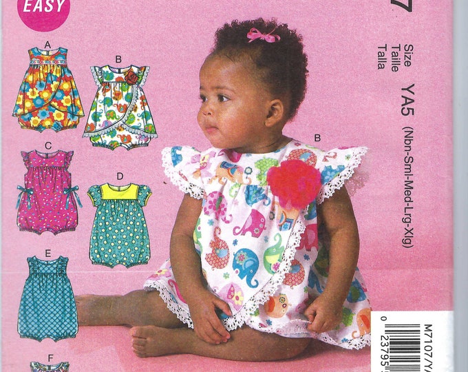Uncut Mccalls Sewing Pattern BABY Romper Sewing Pattern - Mccall's 7107 ...