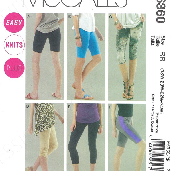 Uncut mccalls sewing pattern 6360 Misses Legging in Four Lengths size 6-14 18-20-22-24 FF