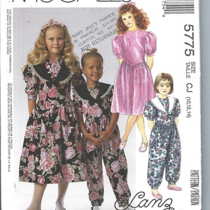 McCalls vintage non tagliati Cuci cartamodello 5775 cartamodello taglie 10-12-14 Tuta Lanz, vestito e colletto staccabile FF