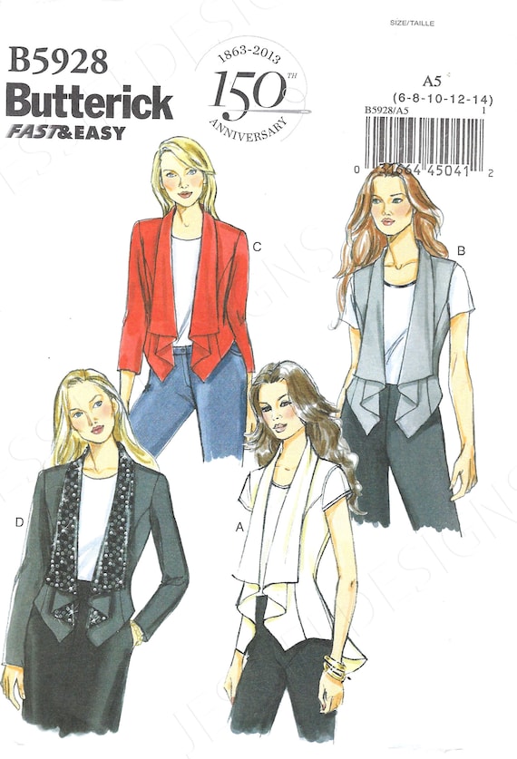 Patron de couture non coupé Butterick 5928 pour femme, gilet et