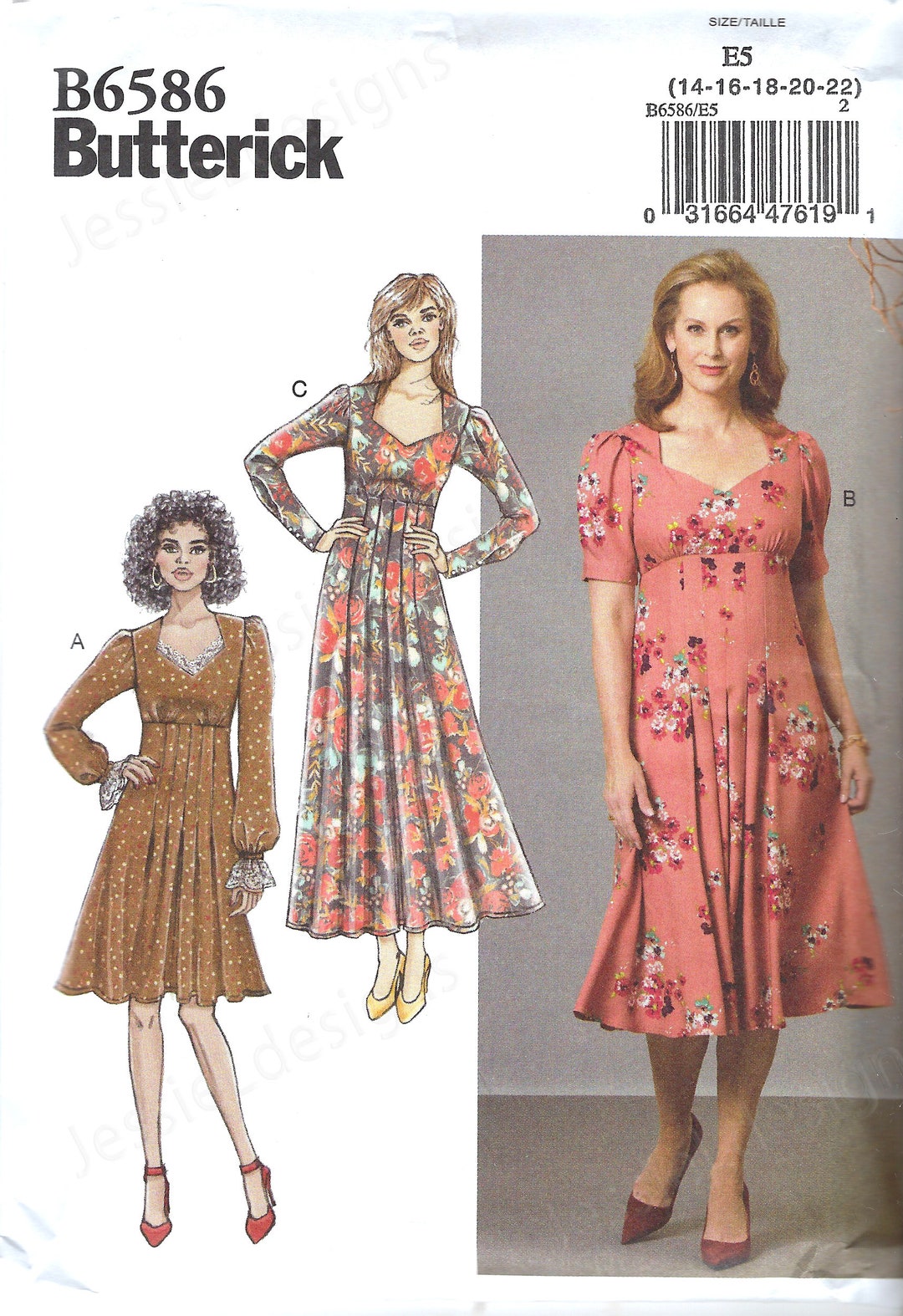 Uncut Butterick Sewing Pattern 6586 Misses' Dress Sewing Pattern - Size ...