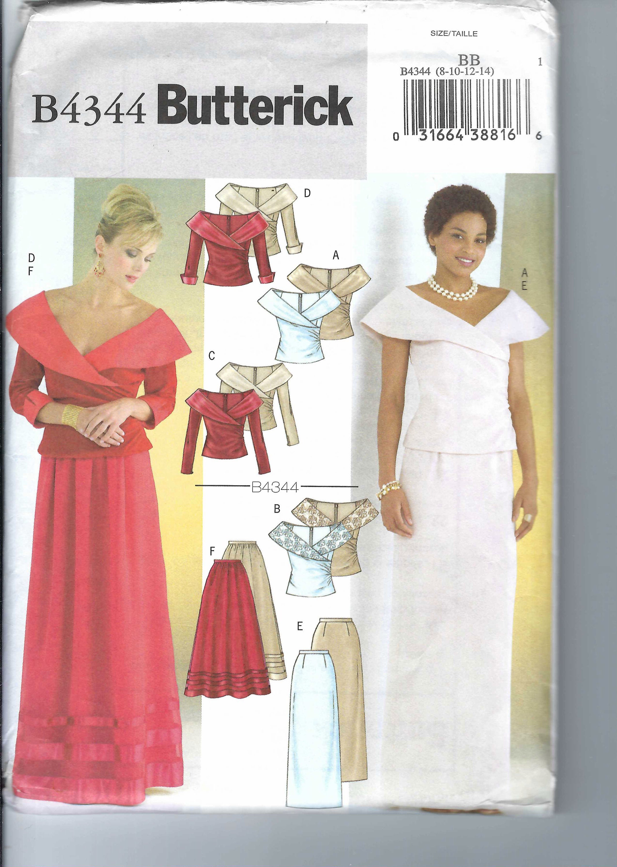 Uncut Butterick Sewing Pattern 4344 Misses Top and Skirt Size 8 10 12 ...