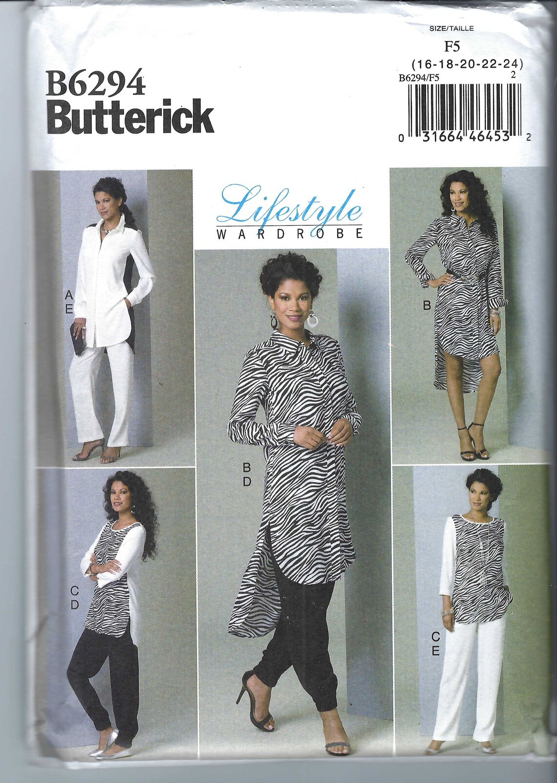 Uncut Butterick Sewing Pattern 6294 Misses' Tunic and Pants Size 8-16 ...