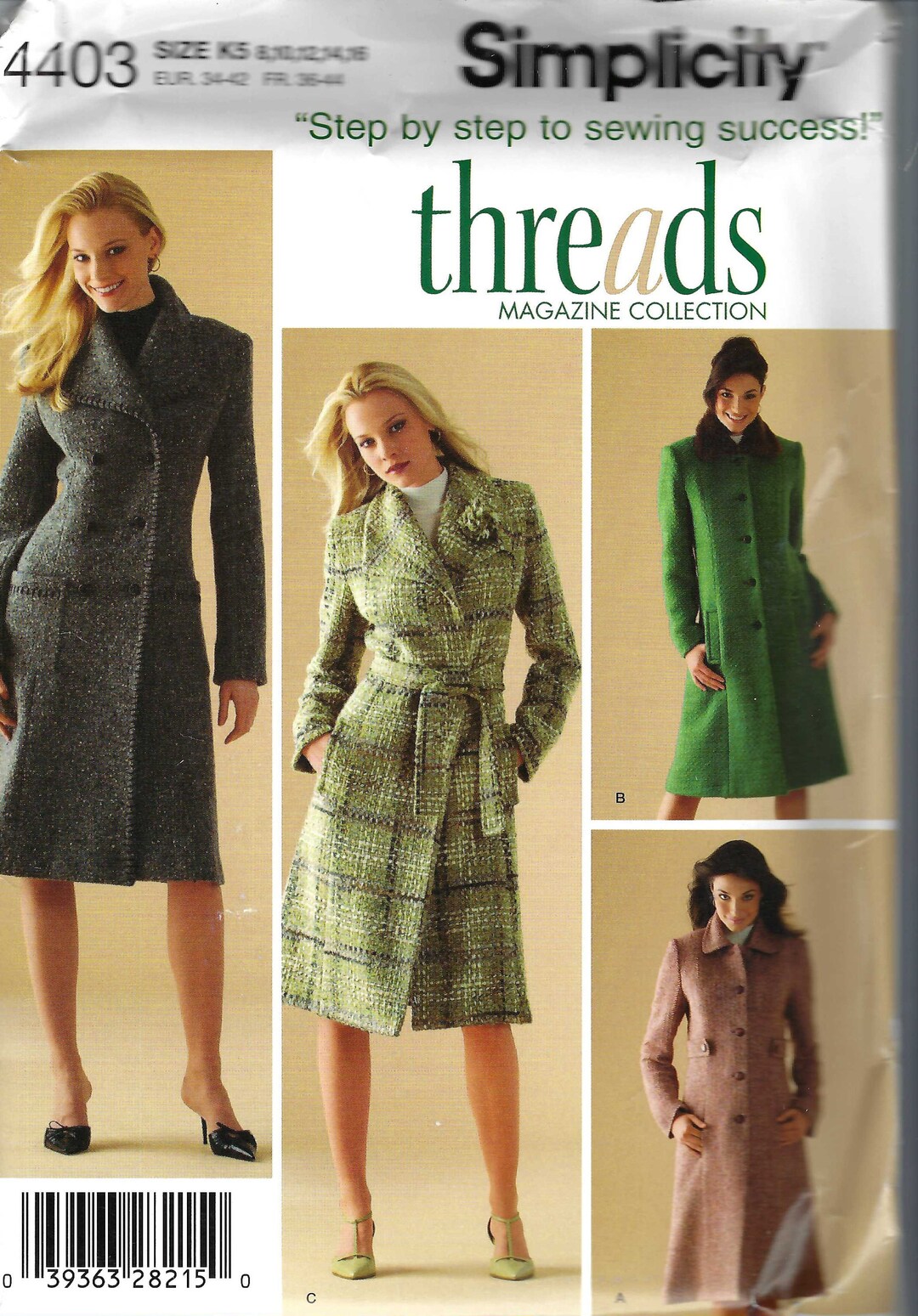 Uncut Sewing Simplicity Pattern 4403 Misses'/miss Petite Lined Coats ...
