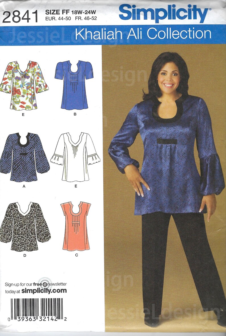Uncut Simplicity Sewing Pattern 2841 Tunic Top Novelty Neckline Front ...