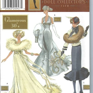 Uncut simplicity sewing pattern Glamorous 30&#39;s Thirties 1930&#39;s Wardrobe New Uncut Simplicity 9704 Doll Collector&#39;s Club for 11 1/2&quot; Dolls FF