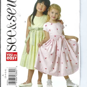 Uncut  butterick Sewing Pattern Children’s Lined Dress and Sash - Butterick 5590 size 3-4-5-6 FF